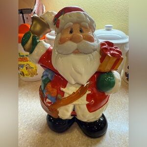 Santa Claus Ceramic Cookie Jar Christmas Holiday Treats Jar